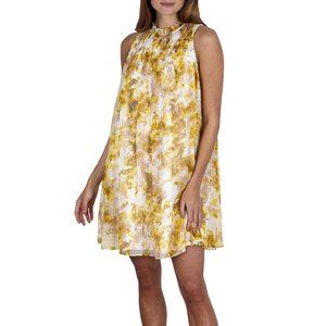 Joie Limited Edition Sleeveless Sheer Overlay Mini Dress Sunflower Print
